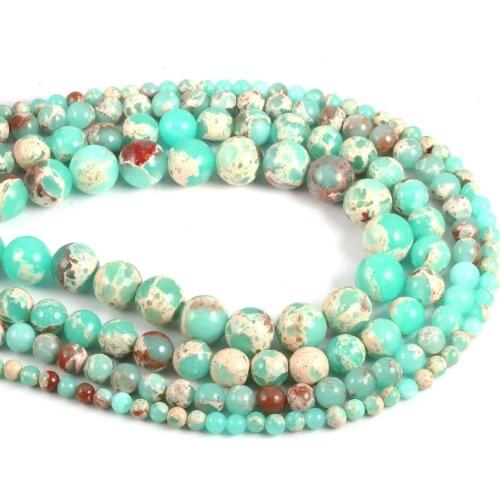 Natural Stone Green Snake Skin Beads Jewelry Round Crafts Loose Beads for Women Beaded Necklace Bracelet Making DIY Accessories