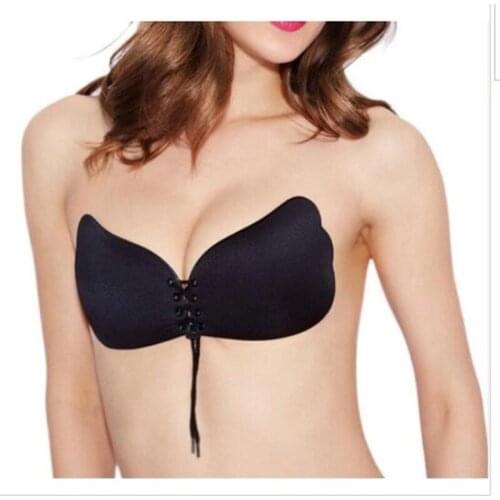 Hot Sexy Women Fly Bra Invisible Strapless Bra Push Up Silicone Wedding Party Dress Bras Black/Nude Wire Free Bras bh