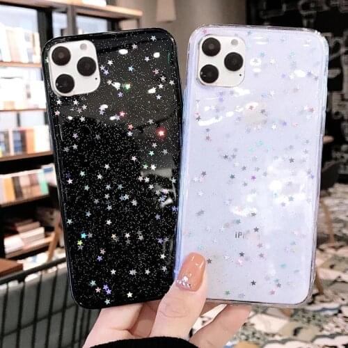 Ottwn Shining Sequins Phone Case For iPhone 11 Pro Max XS Max XR X 6 6s 7 8 Plus Glitter Love Heart Star Soft TPU Clear Cover