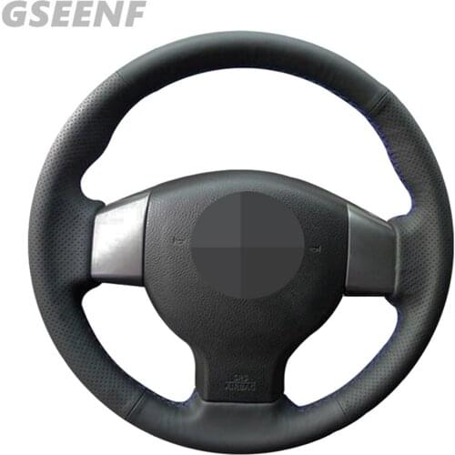 Car Steering Wheel Cover For Nissan Tiida 2004-2010 Versa 2007-2011 Sylphy 2006-2011 Black Hand-stitched Soft Artificial Leather