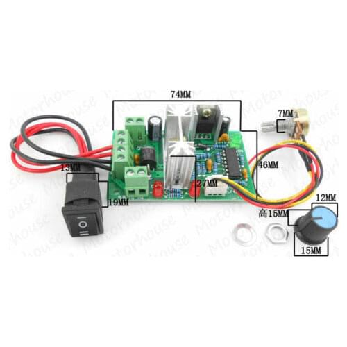 DC 12V 24V 36V 5A 150W PWM DC Motor Speed Controller CW CCW Reversible Adjustable Regulator Switch For 785/775 Motor