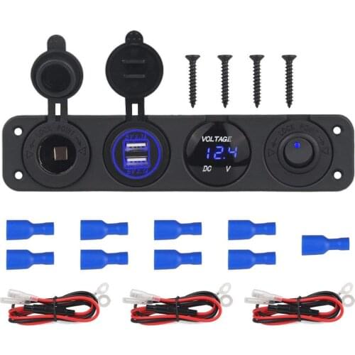 DIY 4 in 1 Panel 4.2A Dual Usb Charger Cigarette Lighter Switch VoltMeter 60CM Cable for Car Boat Trailer Vehicles Truck Yacht