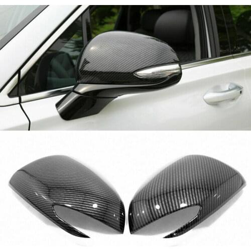 For Hyundai Santa Fe 2019 TM Carbon Fiber style Black Side Door Mirror Cover Trim 2pcs