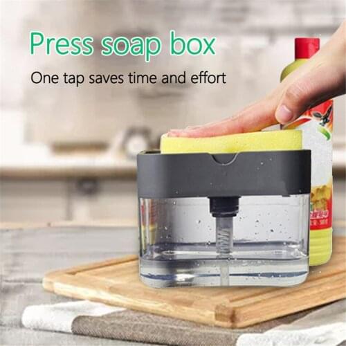 Soap Dispenser Soap Pump Sponge Caddy New Creative Kitchen 2-in-1 Manual Press Liquid Soap Dispenser With Washing Sponge