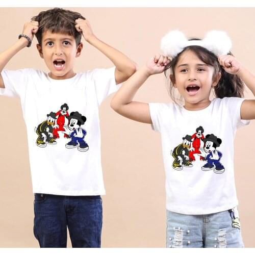 Girl Boy T Shirt Kawaii Casual Tshirts Tees Harajuku Disney Hip Hop Mickey and Friends Donald Duck Goofy Graphic Kids Tops