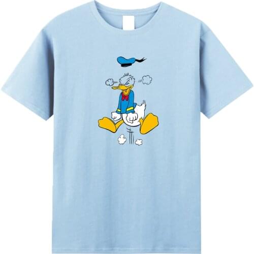 Disney Donald Duck T-shirts Men Summer White Black Short Sleeve T-shirt Fashion Brands Tops Tee Shirt Cool Harajuku Mens Clothes
