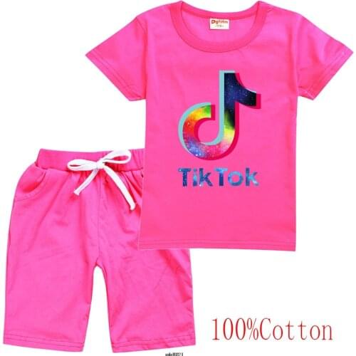 Children clothing sets boys clothes t shirt Summer Tik Tok suits toddler girls sets top+pant 2Pcs sets sports suit baby