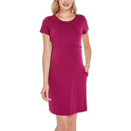 Summer Womens Maternity Dresses Short sleeve Striped Casual Pregnancy breastfeeding Maternitys Dress Knee Length for Baby Shower