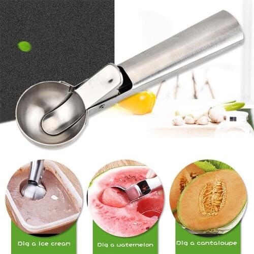 Stainless Steel Ice Cream Scoop Ice Ball Maker Frozen Yogurt Cookie Dough Meat Balls Ice Cream Spoon Tools Watermelon Spoon