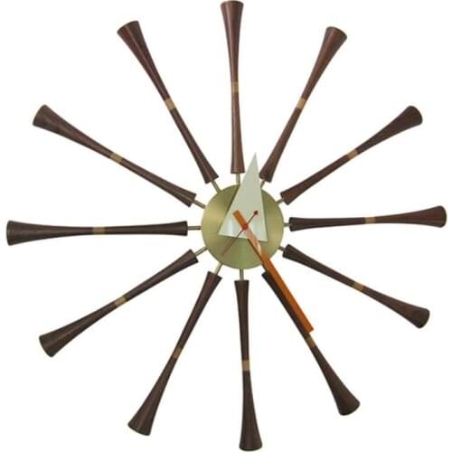 Copper Quartz with Walnut Legs Wood Wall Clock Modern Design