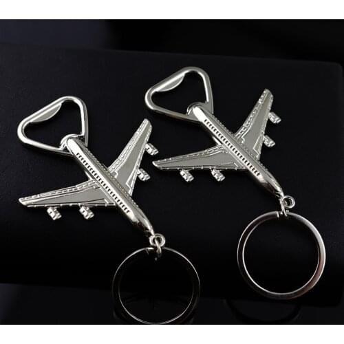 RE Personalized Air Plane Model Key Chains Bottle Opener Corkscrew Mens Gift Keychain Creativity Beer Wine Opener Key Ring A930