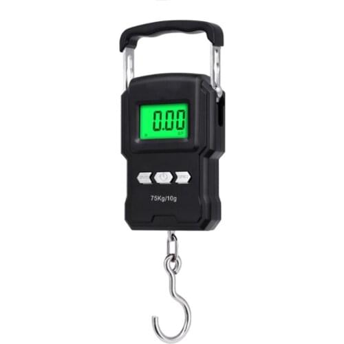 Mini Crane Scale Portable 165lb/75kg Heavy Duty Digital Hanging Scales LCD Display with Backlight for Home Farm Market Fishing
