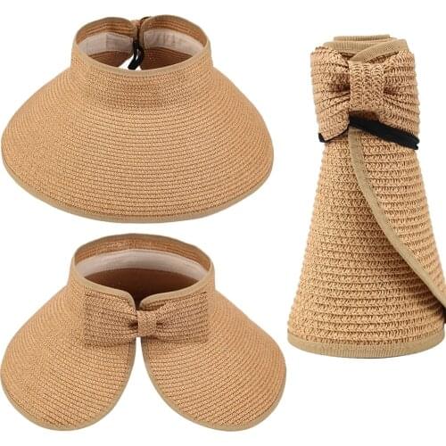 New Women Summer Visors Hat Foldable Sun Hat Wide Large Brim Beach Hats Straw Hat chapeau femme Beach UV Protection Cap