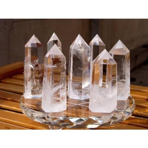 7 PS TOP !! Seven star array natural transparent quartz crystal point +stand