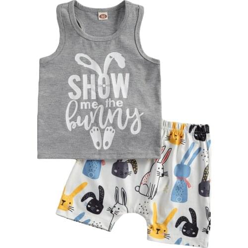 FOCUSNORM 0-4Y Infant Baby Boys Clothes Sets Cartoon Pattern Print Sleeveless Vest Tops Shorts 2pcs Outfits