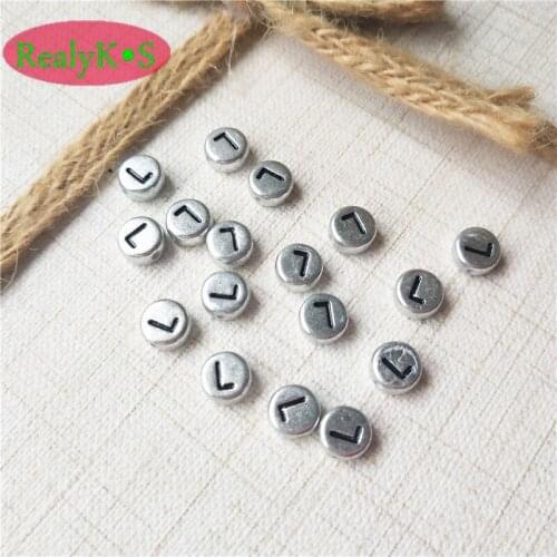 High Quality Silver Letter Beads 500pcs 3600pcs 4*7MM Flat Coin Round Shape Plastic Alphabet Jewelry Intiial L Character Beads