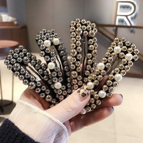 Korean Simulated Pearl Hair Barrette For Women Fashion Full Beads Clip HairPins Gift for Girl Hair Accessories Handmade Jewelry