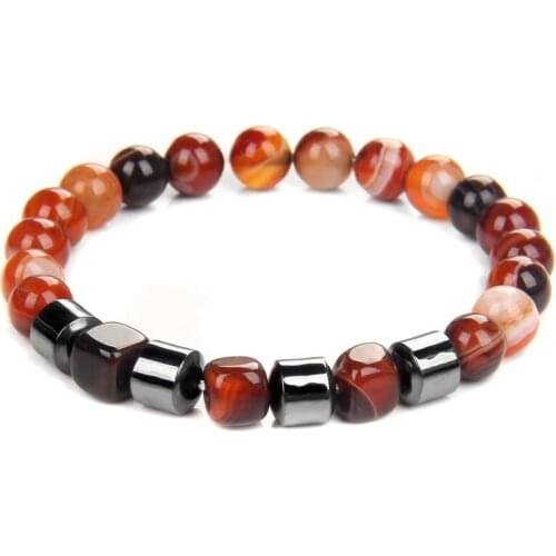 Trendy Natural Stone Hematite Agates Beads Bracelet Women Men Healing Yoga Beads Charm Bracelets Energy Health Bangles Jewelry