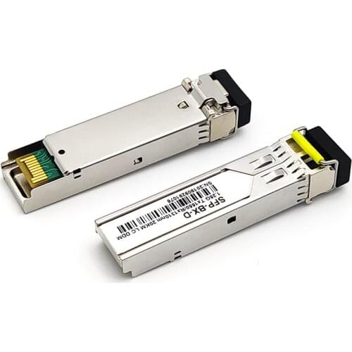 1.25Gb/s 20km LC Fiber SFP Hot Pluggable Module BiDi 1310nm/1550nm 20km WDM SFP Module LC Switch Compatible