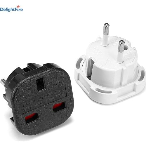 EU Plug Adapter Socket 4.0mm UK To EU Travel Adapter 2 pin Black/White Electrical Plug Converter UK Power Cable Charger Socket