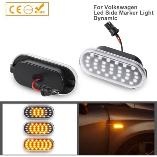 2Pcs Dynamic LED Side Marker Light Turn Signal Lamps For VW Golf Passat Jetta Sharan Polo Caddy Beetle Fox Lupo Transporter Bora