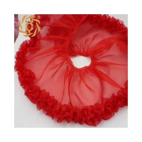 2Yards Red Pink DIY Clothing Accessories 20cm Folded Chiffon Yarn pleated Lace Mesh Lace Trim Gauze Ruffles Accessories