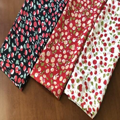 2019 Cherry Pattern Chiffon Cloth Printed Shirt Skirt Hipster Floral-Print Clothing Fabric New Style Hot Selling/1m