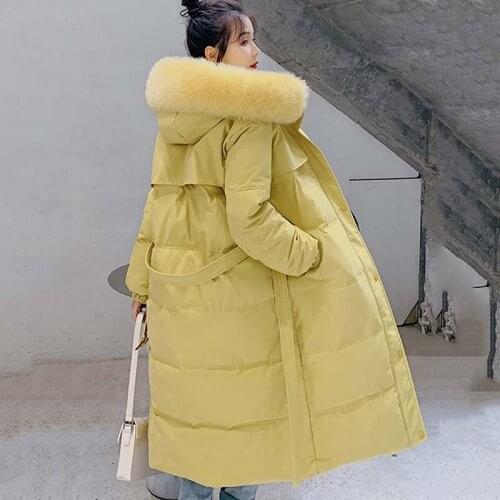 2020 Winter Slim Coat Women Down Parkas Coat Female Long Big Fur Collar Large Size Outerwear Womens Warm Down cotton Jacket Coat