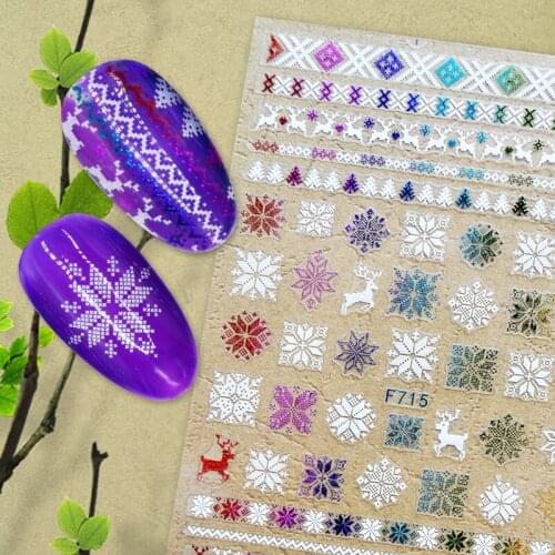 3D Nail Sticker Decals Self-adhesive Stickers for Nails Snowflake Stripe Christmas Stickers for Manicure Nail Art Decoration
