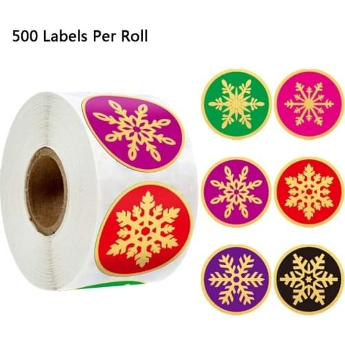500pcs/roll Round Gold Foil Merry Christmas Stickers Seal Labels for Thank You Cards Stamp Envelopes Invitations Gift Packages