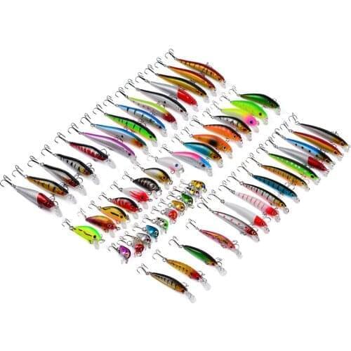 56Pcs/lot Fishing Lure Kits Wobbler Crankbait Almighty Mixed Minnow Hard Baits Spiners Carp Bait Set Fishing Tackle Ice Fishing