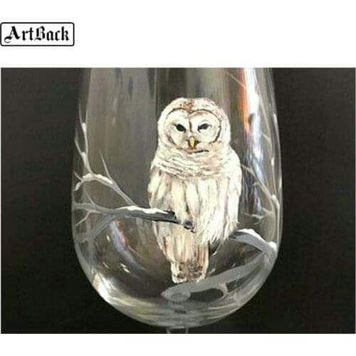 5d diamond painting owl glass full square drill crystal mosaic resin 3d round animal decoration sticker 40x50cm