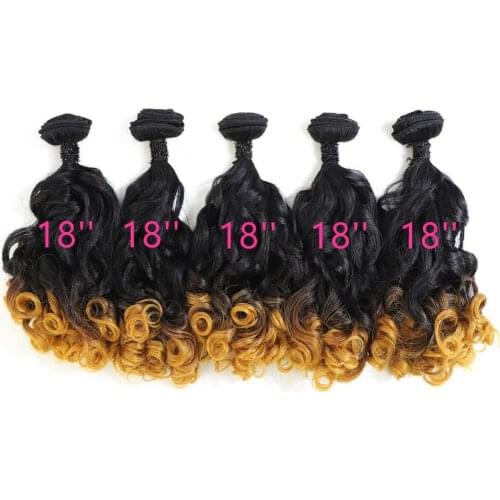 Free Shipping Afro Bouncy Curly Hair Bundles 18 inches 5 Bundles All In One Pack 240g Ombre Heat Resistant soft Synthetic Hair