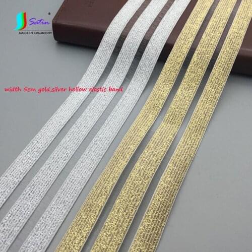 Pants Skirt Dress Waist Sew Decoration Width 5cm gold,silver White Black Hollow Stripe Breathable Thin Soft Elastic Band