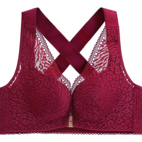 Fashion Wireless Front buckle Sexy Lace Lingeries Women Beautiful back bras plus size 120DE 52DE womens underwear Bralette