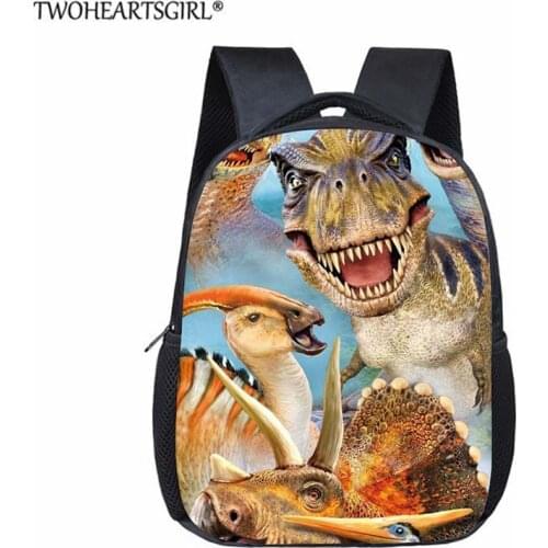 Twoheartsgirl Dinosaur Trex 3D Print Children Bookbags kindergarten Boy Girl Cute Animal School Bags Travel Toy Storage Bag