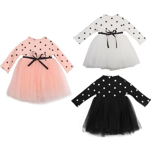 0-4Y Kid Girls Princess Baby Dress Newborn Infant Baby Girl Clothes Bow Dot Tutu Ball Gown Sweatshirt Dress 3 Style Outfit Party