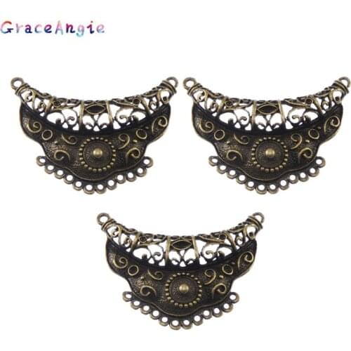 GraceAngie 3pcs Antiqued Style Bronze Tone Alloy Fashion Charm Connector Decor Jewelry AccessoriesHot 63*44mm 03160
