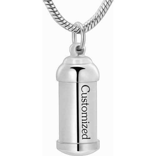 IJD11942 Stainless Steel Urn Necklace for Ashes Memorial Pendant Vial Capsule Cylinder Tube Locket