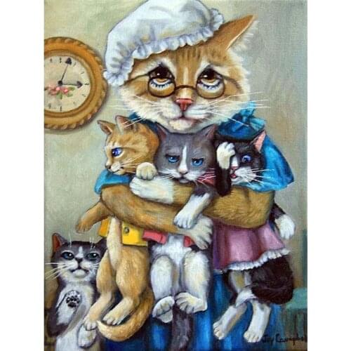 K043 Mosaic by Numbers Puzzle 5d Diamond Home Fun Diamond Painting Cats Full Round