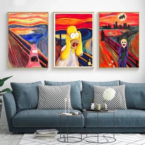 Scream Homer Simpson Pie Big Star Scream Canvas Art Print Painting Poster Wall Picture For Living Room Decoration Home Decoratio