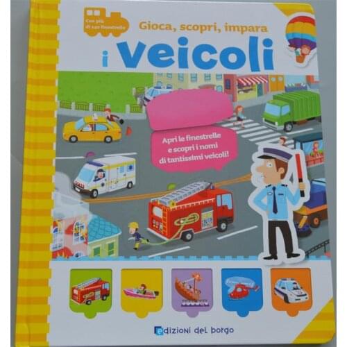 Parent Child Kids Toddler Baby Italian Book Early Education Cute Picture Car Knowledge Gamde Toys Cardboard Libros Book Age 2-8
