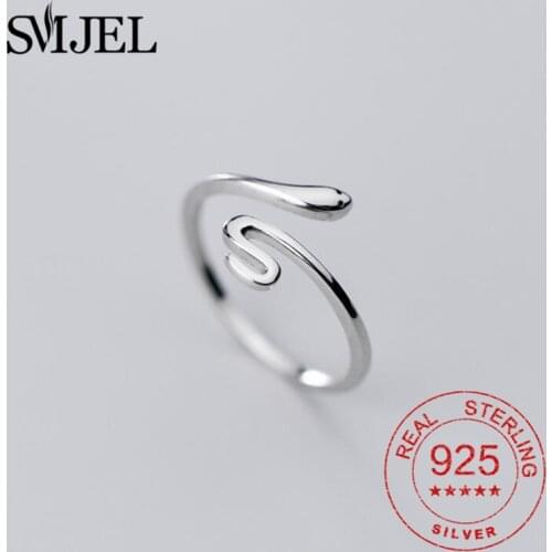 Simple Animal Ring Wave 925 Sterling Silver Snake Rings For Women Engagement Ring Adjustable Anillos Fashion Jewelry Accessories