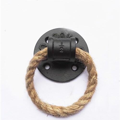 Creative Furniture Bedroom Wardrobe Door Handle for Modern Retro Black Iron Buckle Hemp Rope Knob Cabinets Cupboard Pull or Pen