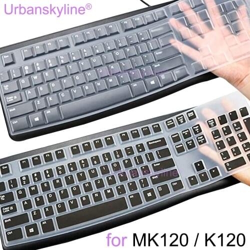 MK120 Keyboard Cover for Logitech MK120 K120 Wired Set Transparent Clear Black Film Silicone TPU Case Slim Thin English US Case