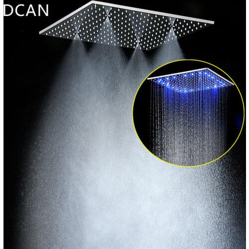 Multi Function Led Shower Heads 20'' Ceiling RGB Rain SUS304 Rainfall & SPA Mist Massage Different Options & Light Big Shower