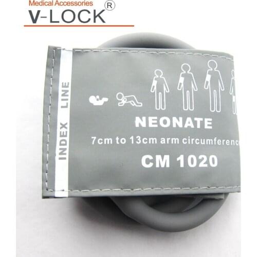 Neonate Reusable blood pressure cuff , one tube / gray imitation leather cuff With TPU Bladder