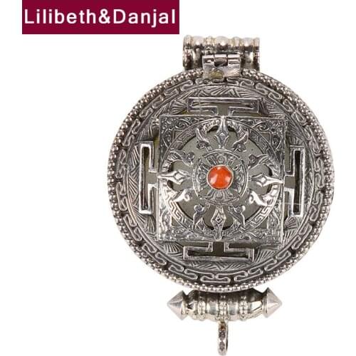 Nepal Gaw Box Can Hold Things Pure 925 Sterling Silver Inlaid Gems Mantra Necklace Pendant Jewelry Gifts For Women Men 2021 P12
