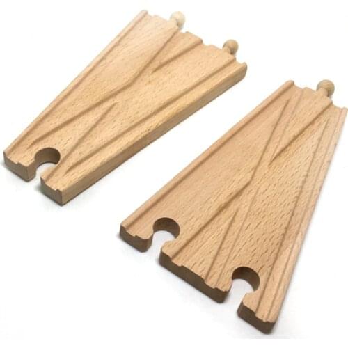 P126 Free shipping Wooden Train Tracks Bulk Parts, Pair of Turnout Tracks, Compatible with Wooden Train Tracks