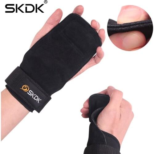 Gym Gloves Cowhide Weight Lifting Gloves Gym Fitness Hand Grip Wrist Wraps Support Crossfit Deadlifts Training Adjustable Padded